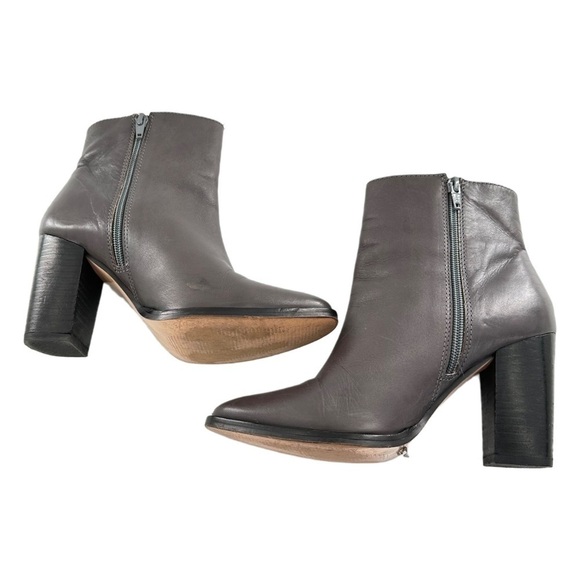 Dune Prestonn womens ankle booties size 7 38 gray leather zip up boots - Picture 12 of 15